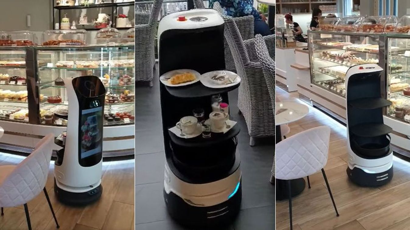 Robotpincér szolgál fel egy debreceni cukrászdában