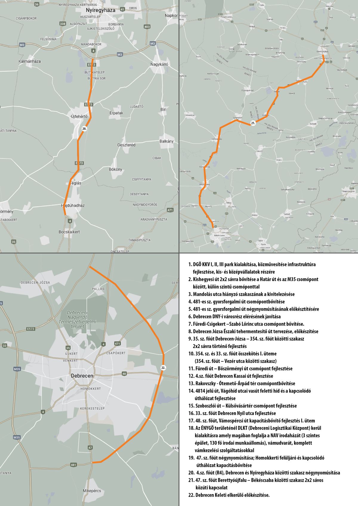 Debrecen fejlesztések térkép