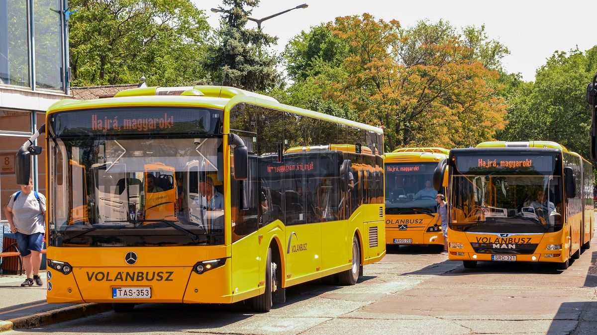 „Hajrá, magyarok!” feliratok a Volánbusz járatain Debrecenben