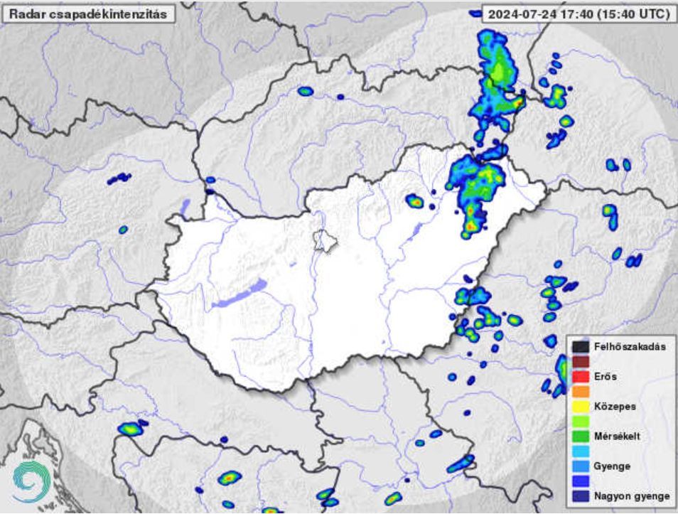 Kiterjedt csapadékrendszer hoz esőt Hajdú-Biharba