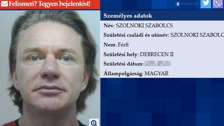 Szolnoki Szabolcs ellen csütörtökön adtak ki körözést