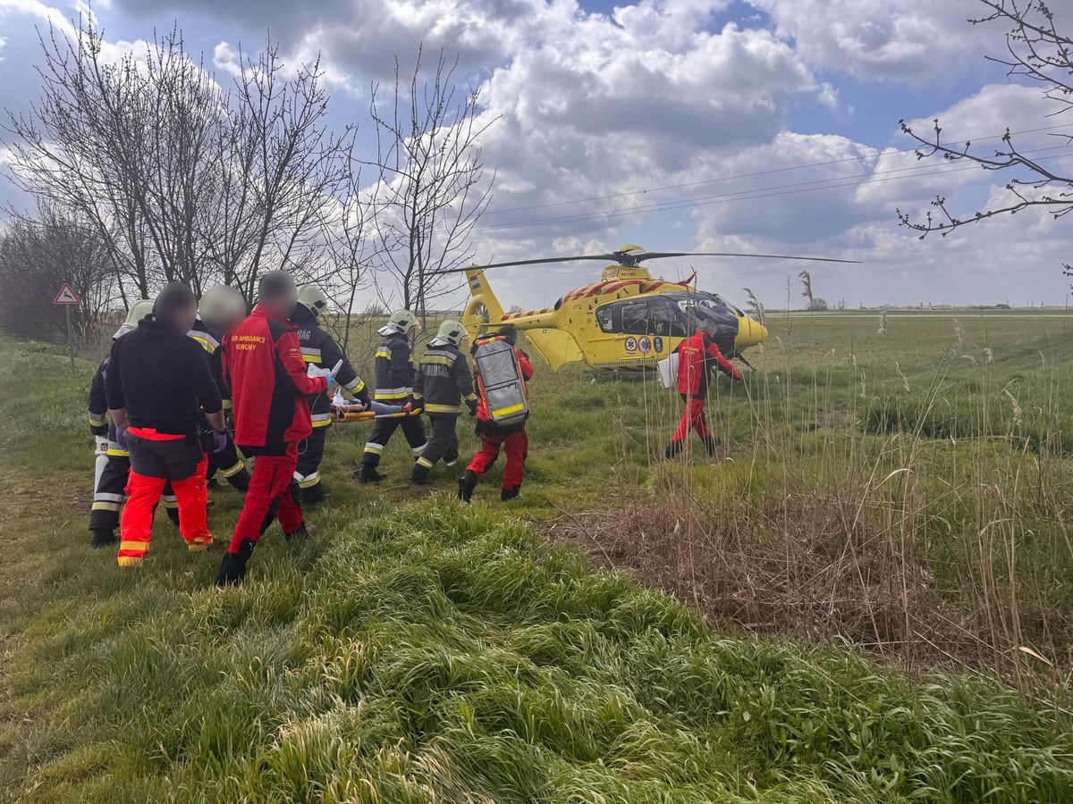 A baleset miatt mentőhelikoptert kellett riasztani
