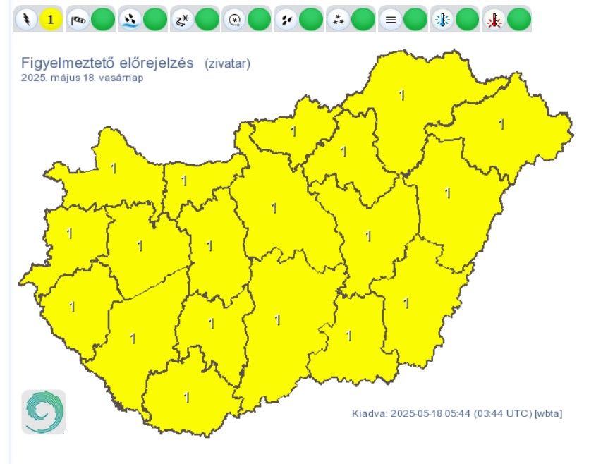 Az egész országra kiadták a figyelmeztetést a zivatarok miatt