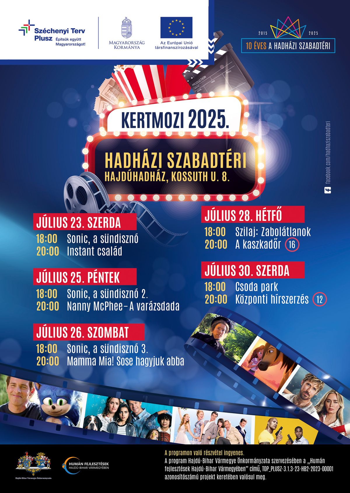 Ingyenes moziprogramsorozat várja az érdeklődőket Hajdúhadházon